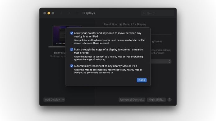 universal control not working on mac